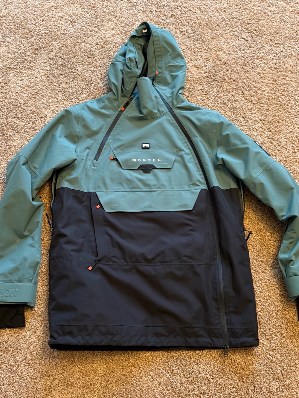 Montec Men's Atlantic Teal/Black Ski Anorak Jacket with Hood